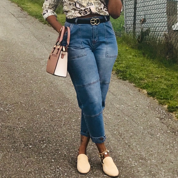 AMERICAN BAZI HIGH WAISTED ANKLE CROPPED MOM DENIM JEANS - Picture 13 of 14